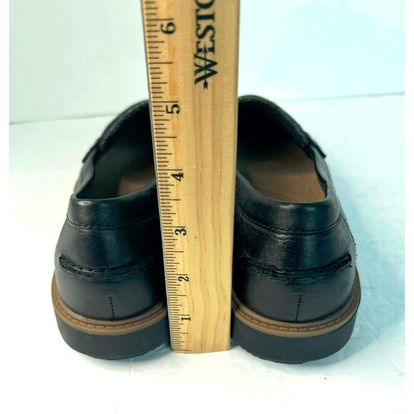 Clarks Raisie Eletta Black Leather/Denim SlipOn Comfort Penny Lug Sole Loafer 9 - Picture 8 of 10